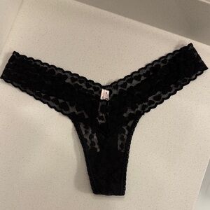 Victoria’s Secret Black “The Lacie” Lace Hearts Thong